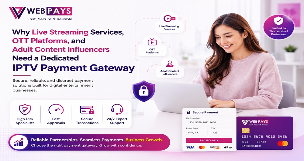 Why Live Streaming Services, OTT Platforms, and Adult Content Influencers Need a Dedicated IPTV Payment Gateway